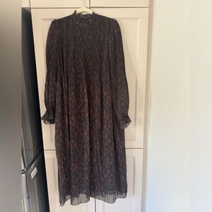GANNI tent dress floral pleated size 38